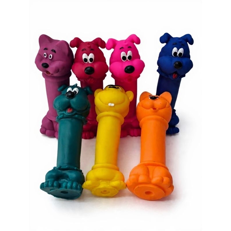 Brinquedo Pet  vinil Alteres com carinhas de animais com apito 15cm