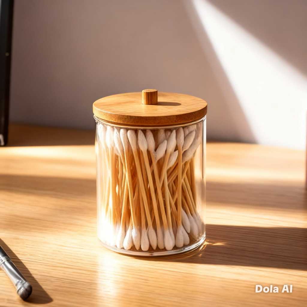 Porta Cotonete Algodão Acrílico Organizador Transparente Com Tampa Bambu ou Acrílico