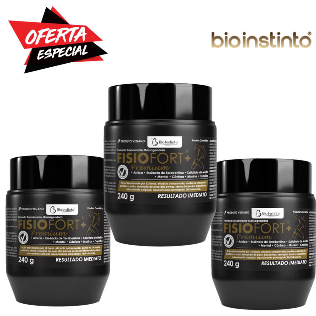 KIT  Fisiofort Premium Pomada Massageadora 240g – Alívio, Relaxamento e Bem-Estar!