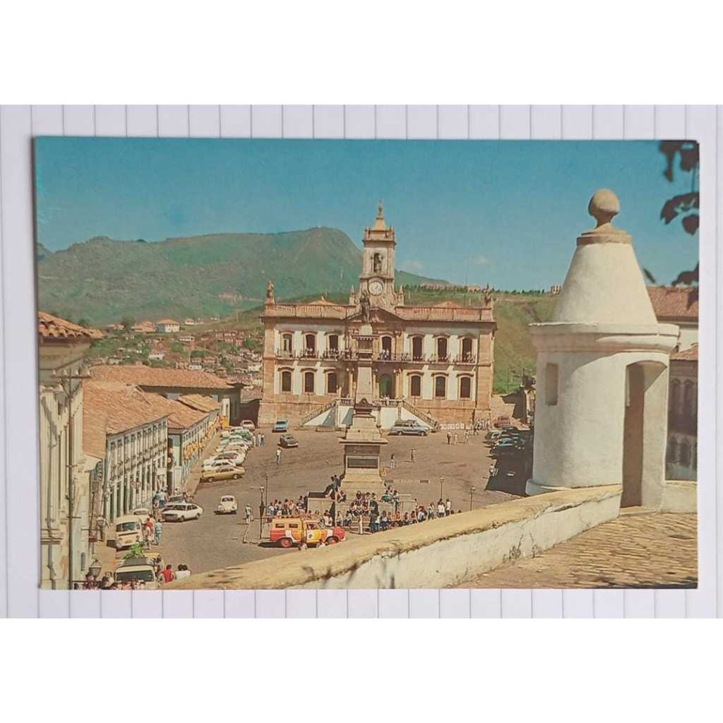 Cartão Postal Ouro Preto MG Praça Tiradentes Museu da Inconfidência Minas Histórica Antigo Colecionável