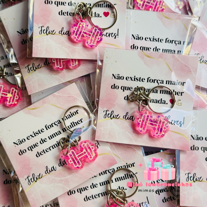 Mini chaveiro peso de academia/ halter de resina com tag personalizada, mimo | Kit 10 a 40 unidades