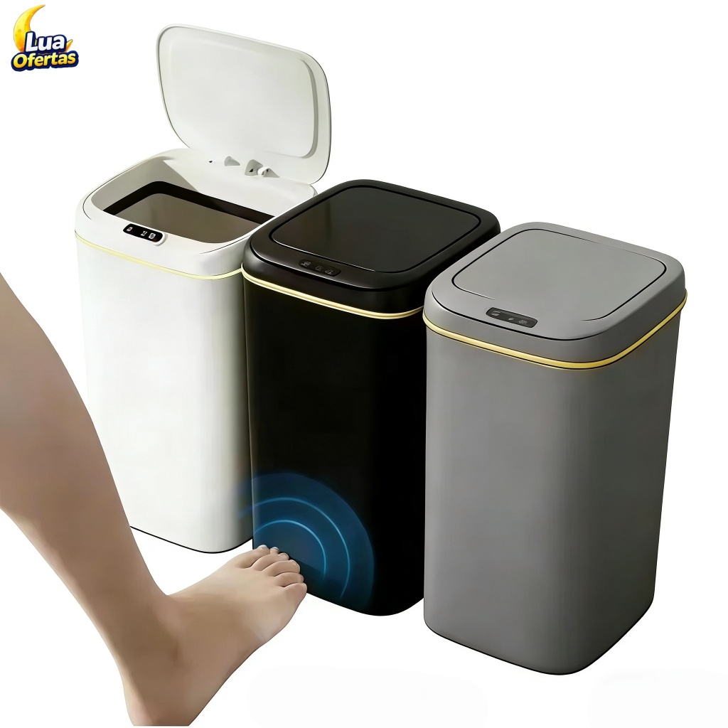 Lixeira Inteligente 16L Recarregável para com Sensor Automático Banheiro Cozinha Higiênica Casa Escritório Cozinha em Oferta na Shopee