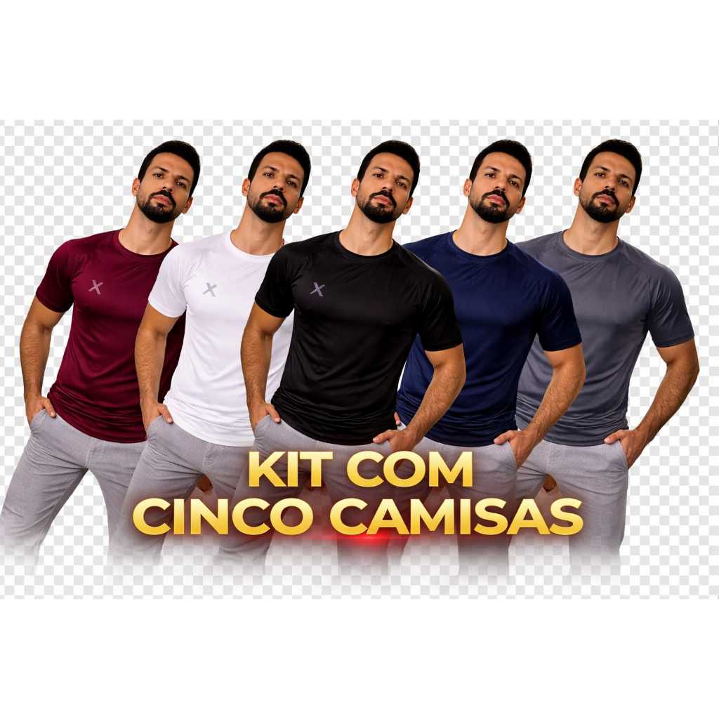 kit 5 Camiseta POLIESTER e ELASTANO Treino Academia Corrida Masculina Feminina Promoção Pronta Entrega