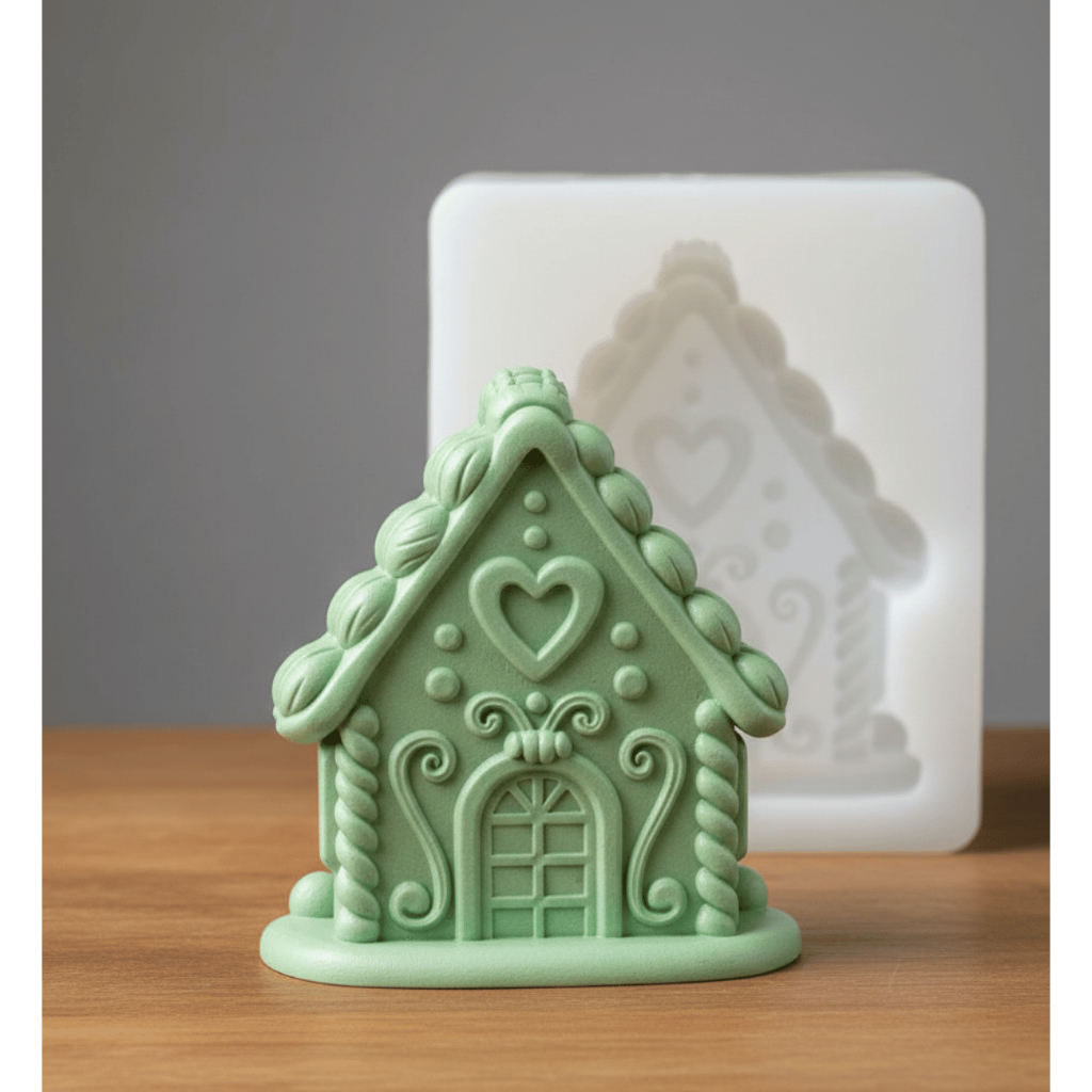 Forma Molde de Silicone Casa Casinha para Artesanato Sabonete Vela Terrário Resina Gesso Argamassa