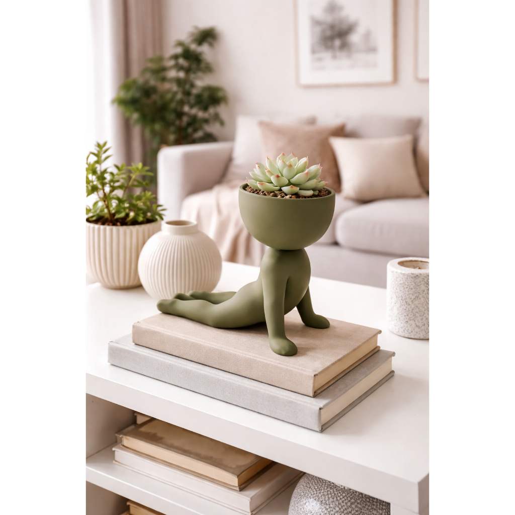 Vaso Cachepot Yoga Decorativo Moderno Para Suculentas Decoração Cachorro Olhando Para Cima Diversas Cores
