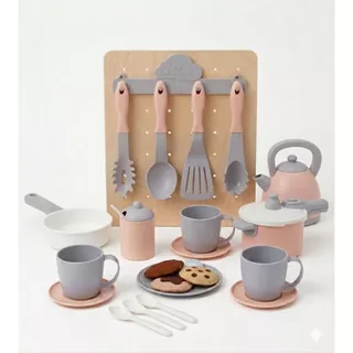 kit Brinquedo Cozinha Infantil Com jogo Panela + utensilios + xicara briquedo faz de conta 22 Peças