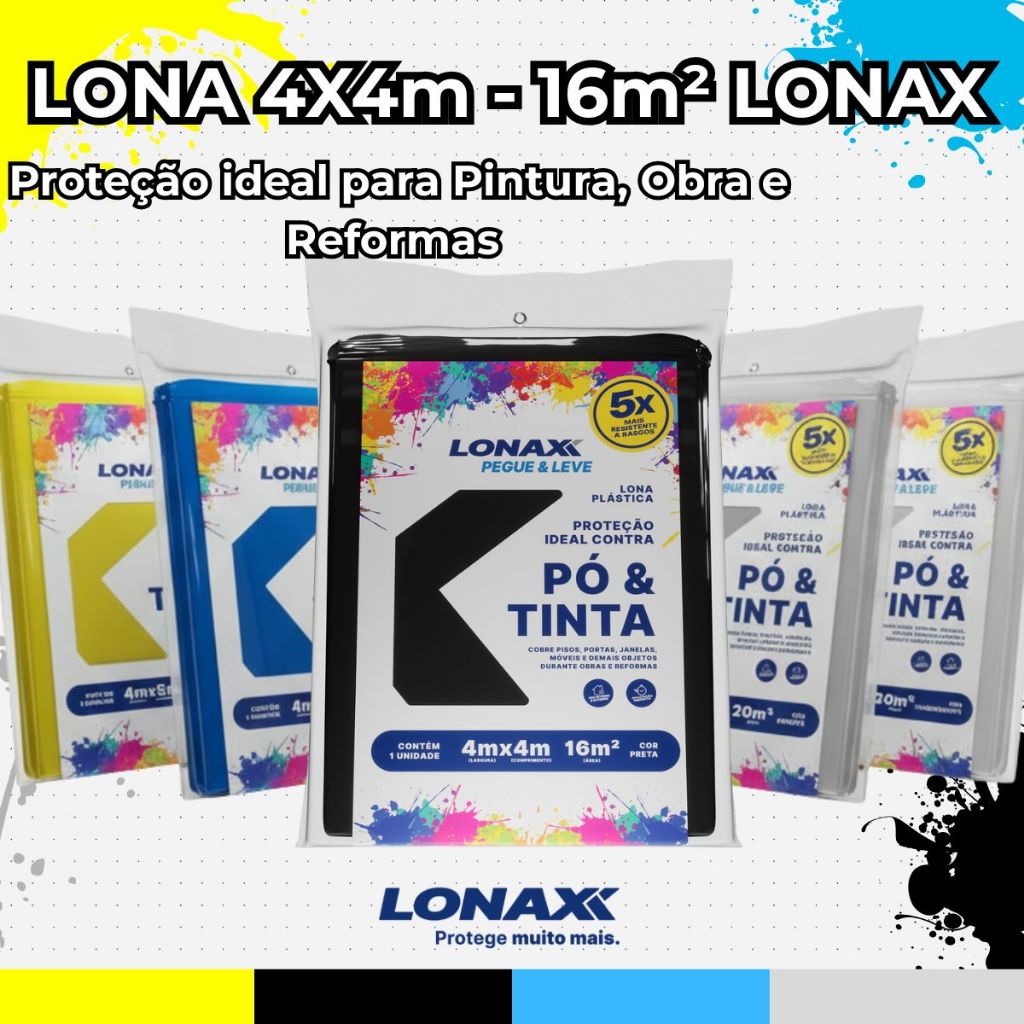 Lona 4x4m Lonax Impermeável Proteção Pintura Reforma Construção Obra Versátil Camping Prática