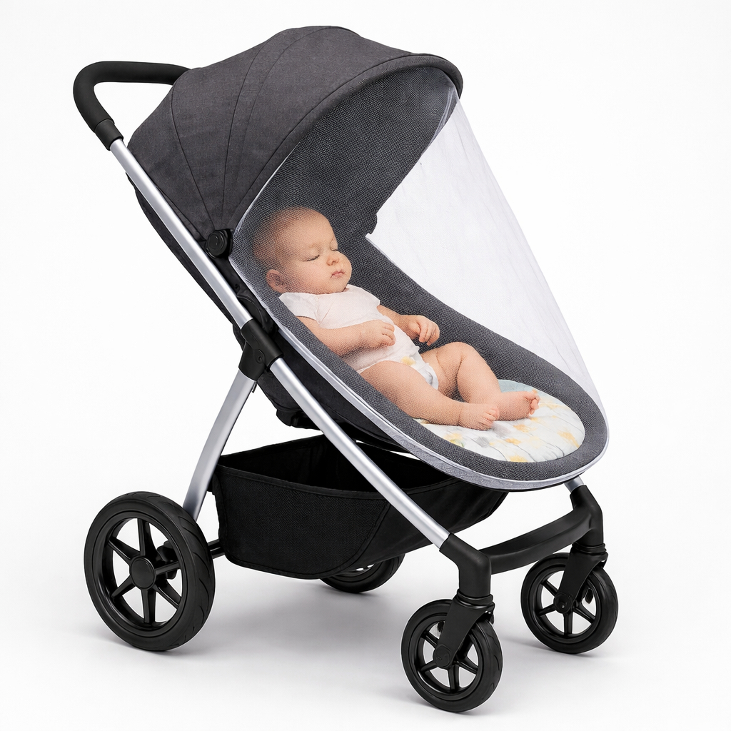 Rede Mosquiteiro Universal Carrinho de Bebê Tule Branco Camping Portátil Véu Elástico Moisés 100x100