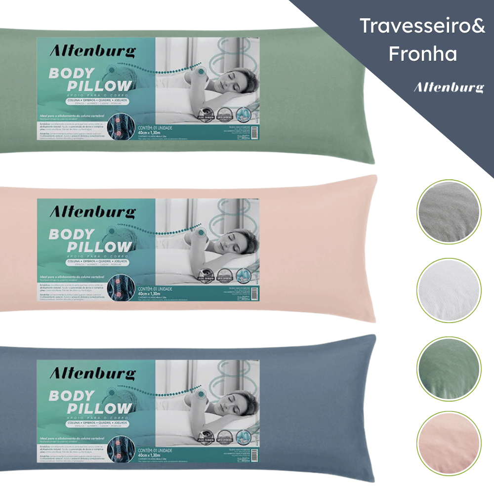 Kit Travesseiro de Corpo Antialérgico + Fronha Microfibra Altenburg Body Pillow Xuxão
