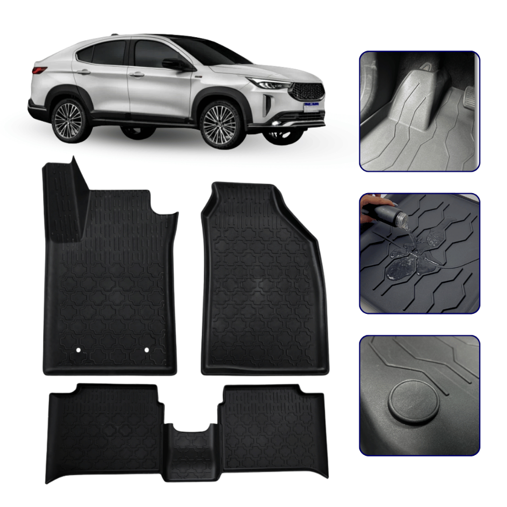Jogo de Tapete Tipo Bandeja Para Fastback Com Borda Elevada Borracha Premium Kit