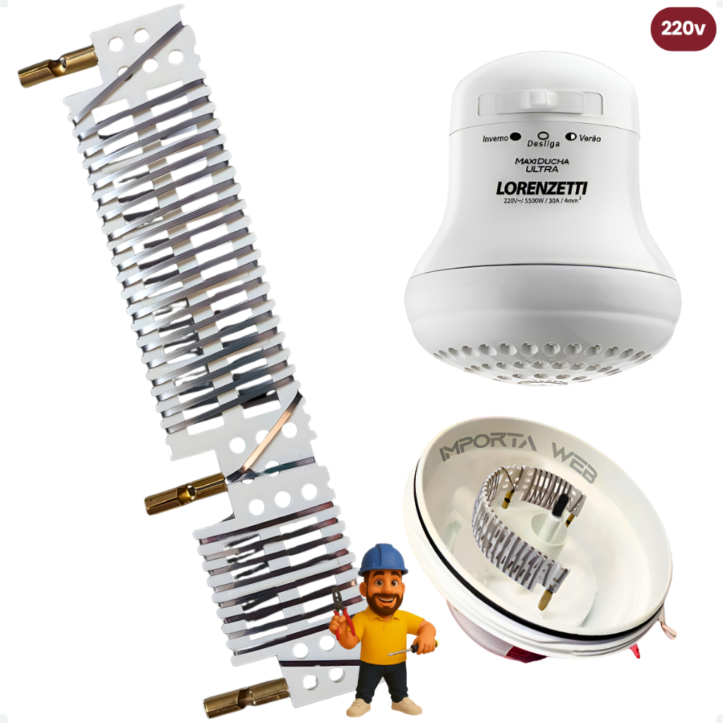 Resistência Chuveiro Maxi Ducha Ultra Bello Banho Ultra Relax Ultra Max Banho Ultra 5500w 220v - PMR