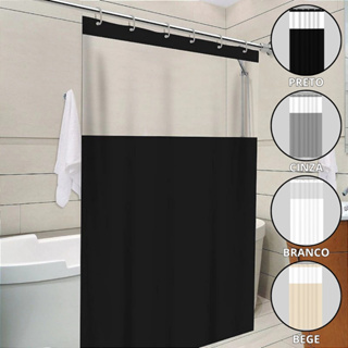 Cortina de Box Banheiro PVC Com Ganchos Resistente Com Visor Transparente Anti Mofo Impermeável em Oferta na Shopee