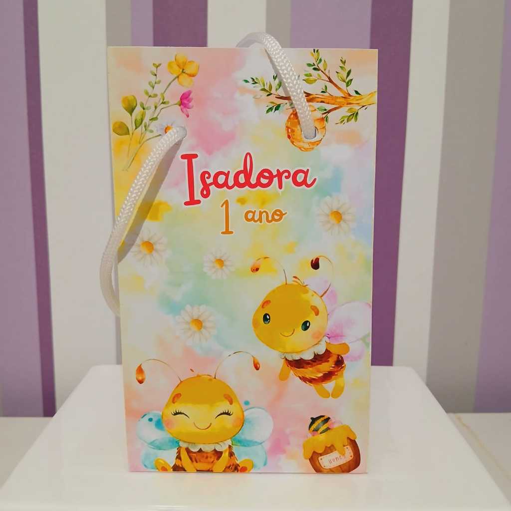 Sacolinha Surpresa Personalizada Abelhinha Fofa - Lembrancinha Aniversário - Tamanho P - PEGUE E MONTE