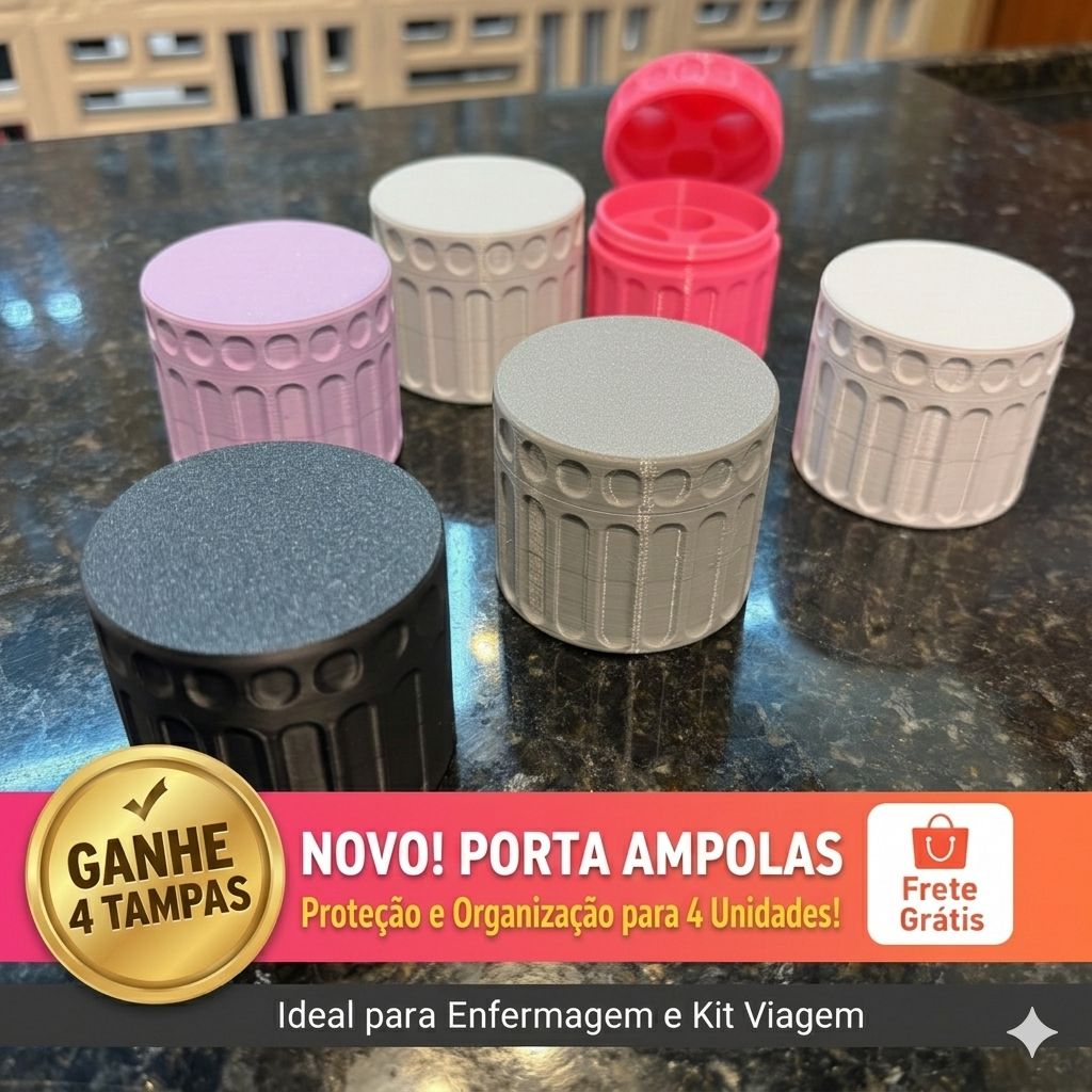 Organizador De Ampolas Estojo Porta 4 Unidades Case Rígida Para Vacinas e Injeções + 4 Tampas Grátis em Oferta na Shopee