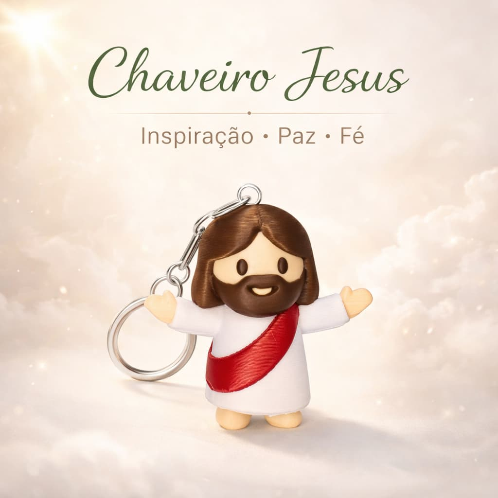 Kit Chaveiro Jesus Religioso 3D  ✝️ Presente de Fé Católico Lembrancinha Religiosa Cristã, primeira comunhão, crisma