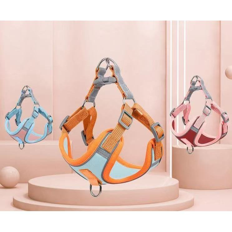 Coleira Peitoral para cachorro pequenos e médios com guia para pet colete confortável