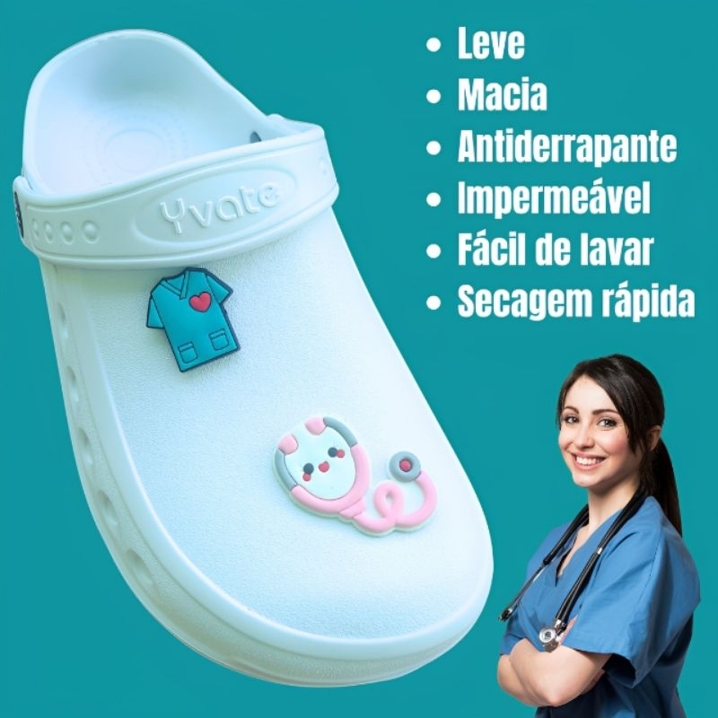 Sapato Branco HOSPITALAR Fechado Enfermagem área da saúde Enfermeira Antiderrapante EPI Leve Macio (Babuche Fechada) em Oferta na Shopee