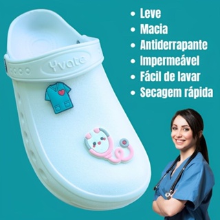Sapato Branco HOSPITALAR Fechado Enfermagem área da saúde Enfermeira Antiderrapante EPI Leve Macio (Babuche Fechada) em Oferta na Shopee
