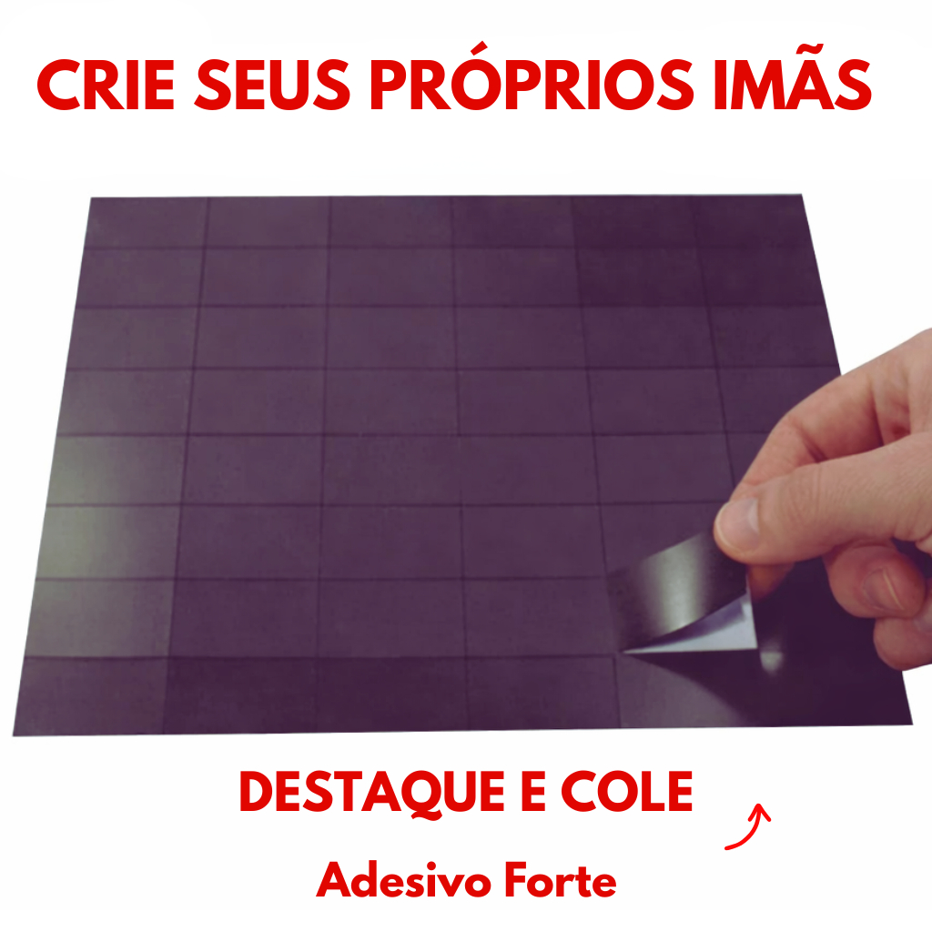 Manta de Ímã de Geladeira Adesivada Recortada 2,9x1,9cm Esp. 0,3mm -- 50 a 1000 unidades