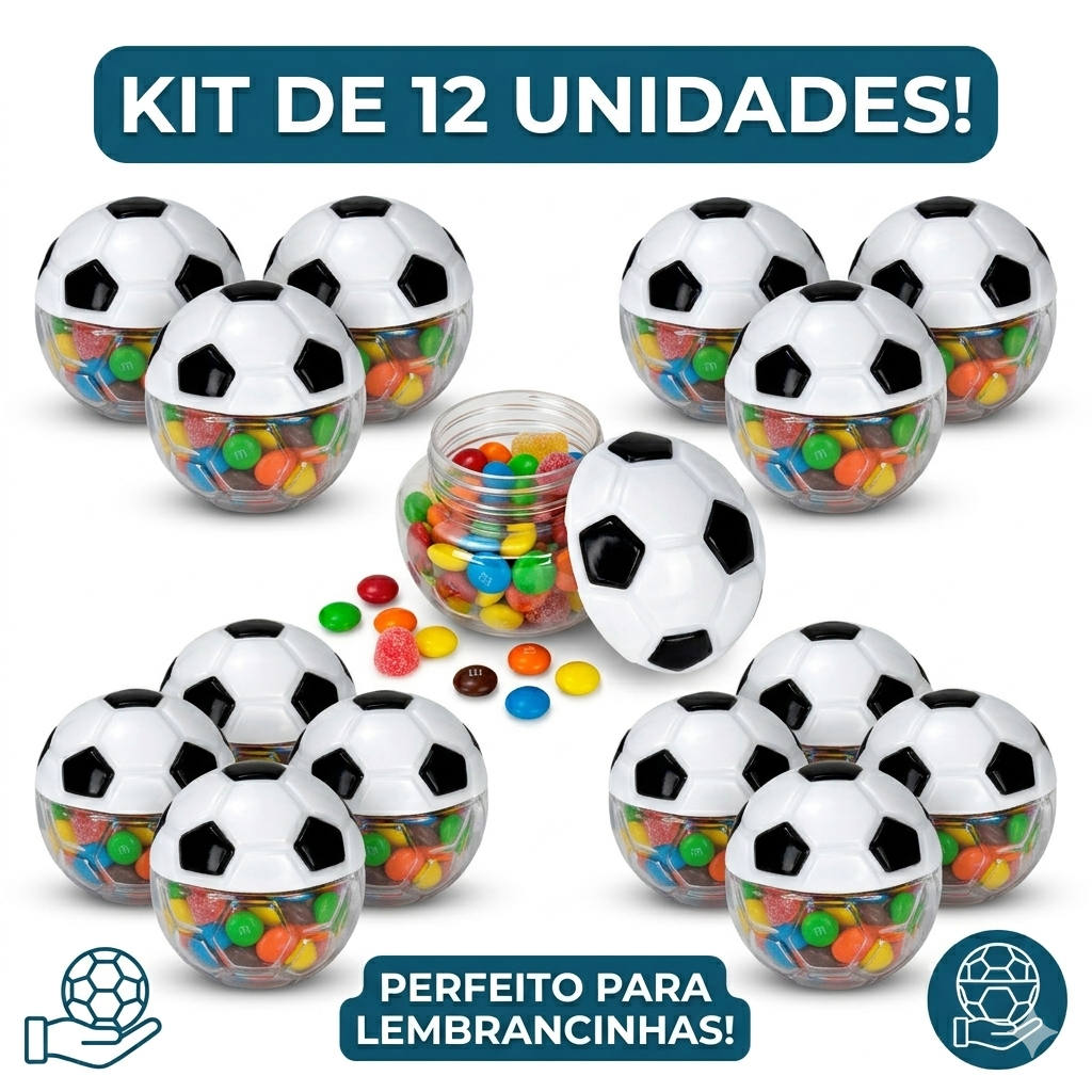 Tubete Bola de Futebol Lembrancinhas para Festas Baleiro - 12/ 24/ 36/ 48 Unidades em Oferta na Shopee