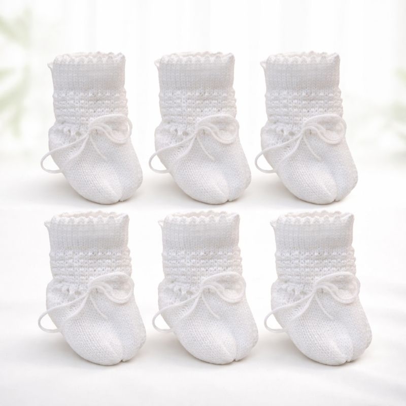 SAPATINHO DE BEBÊ 6 PARES TRICÔ LÃ RECÉM NASCIDO