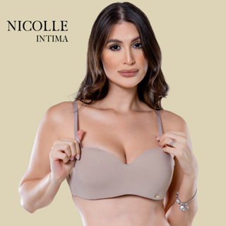 Sutiã tomara que caia Bege com bojo sutian bustie feminino alças removíveis em Oferta na Shopee