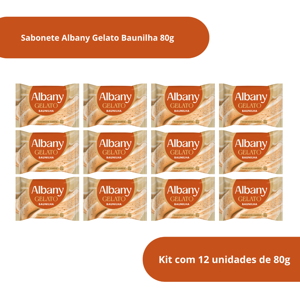 Kit com 12 Sabonete em Barra Albany Gelato Baunilha 80g