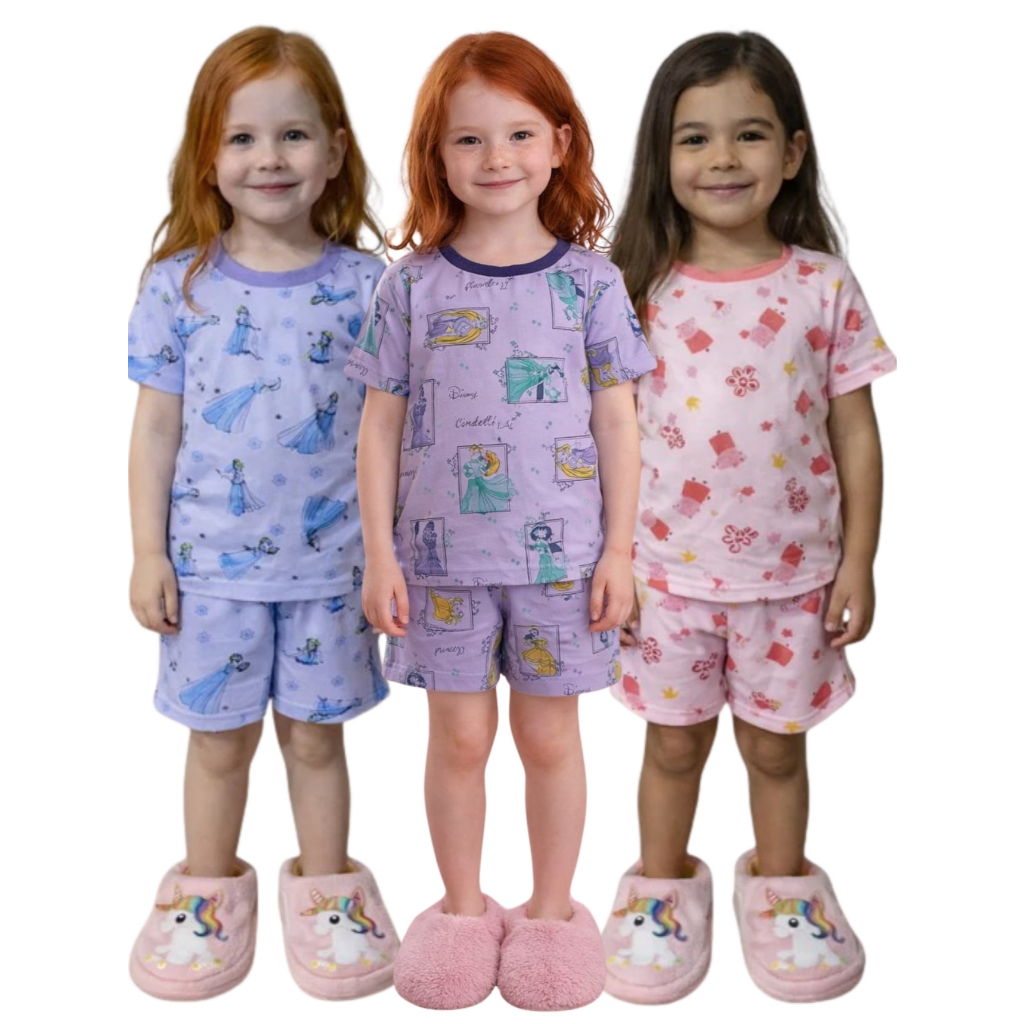 Kit 6 Peças de Pijamas Infantis para Meninas Meninos Confortáveis Cheios Estilo 3 Pijamas Sortidos