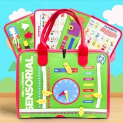 Maleta Educativa Montessori Livro Infantil Sensorial Bebê Criança Coordenação Motora Horas Alfabeto