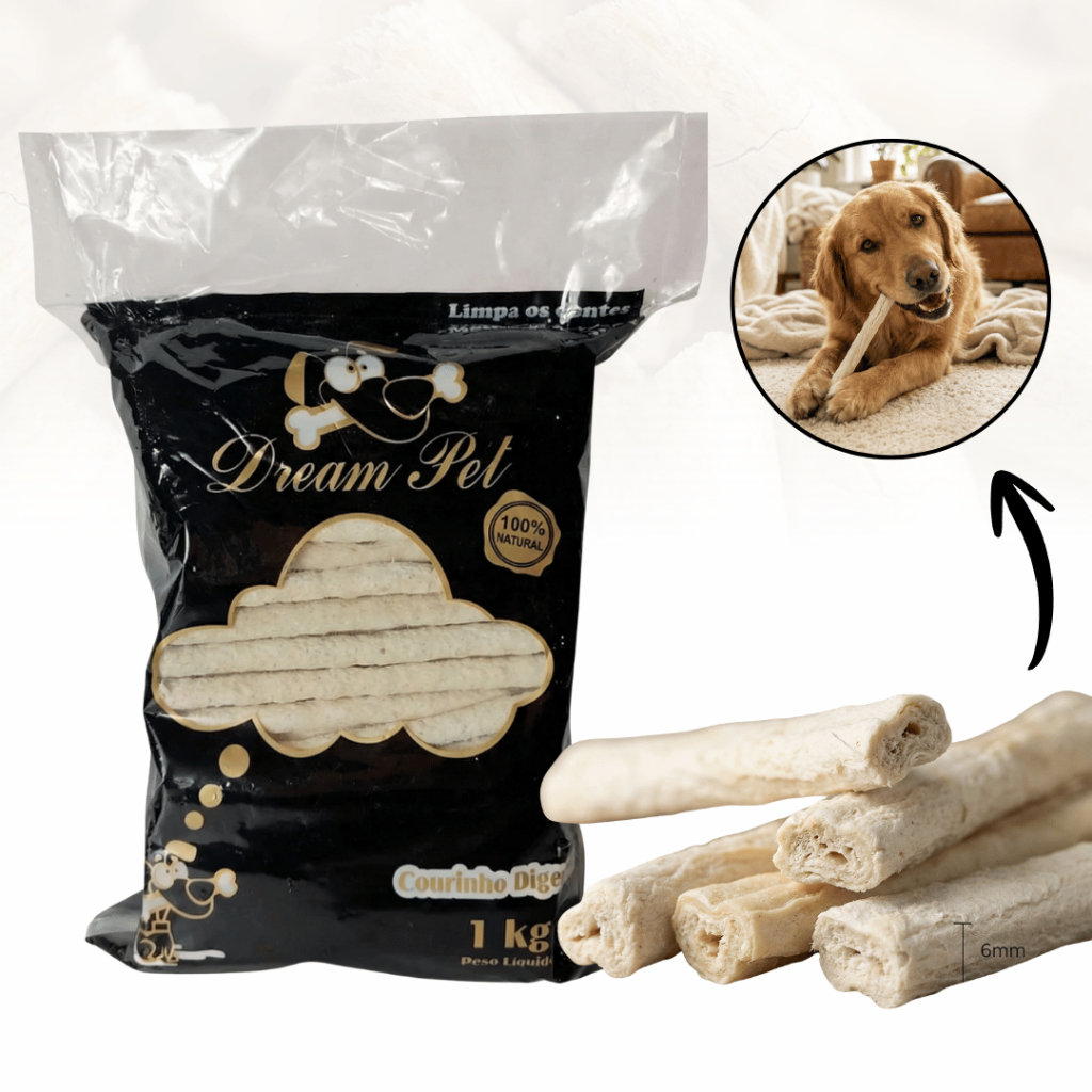 Petisco para Cachorro Osso Palito Branco Dream Pet 06Mm 1Kg