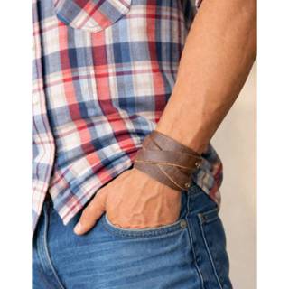 Pulseira Couro Legítimo Rústica Artesanal Larga Country Luxo Premium Cowboy Robusta Western em Oferta na Shopee
