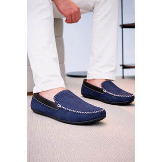 Mocassim Sapato Casual Masculino Camurça Liso Azul Marinho Dockside Conforto Envio Rápido