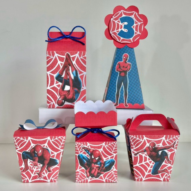 Kit Festa Homem Aranha - Pegue e Monte - Lembrancinhas Personalizadas Caixinhas Personalizadas