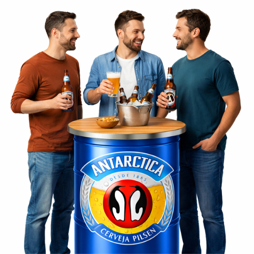Adesivo Decorativo 40x40cm de Barril Cerveja Antártica Cervejeira Adega Barril 200Litros Tonél Bar Amigos Churrasco
