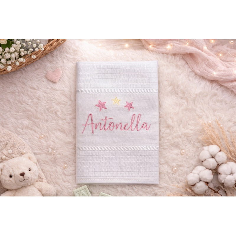 Fralda de Boca Bordada Mabbler Unitária - Personalizada com Nome Bebê Alta Qualidade 30x40 - Leia a Descrição