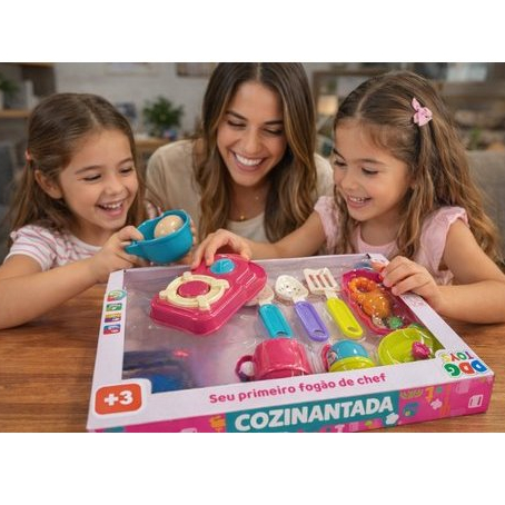 Kit Brinquedo Cozinha Infantil Utensilios Fogão e Panelinha Miniatura Acessorios Educativo Criança