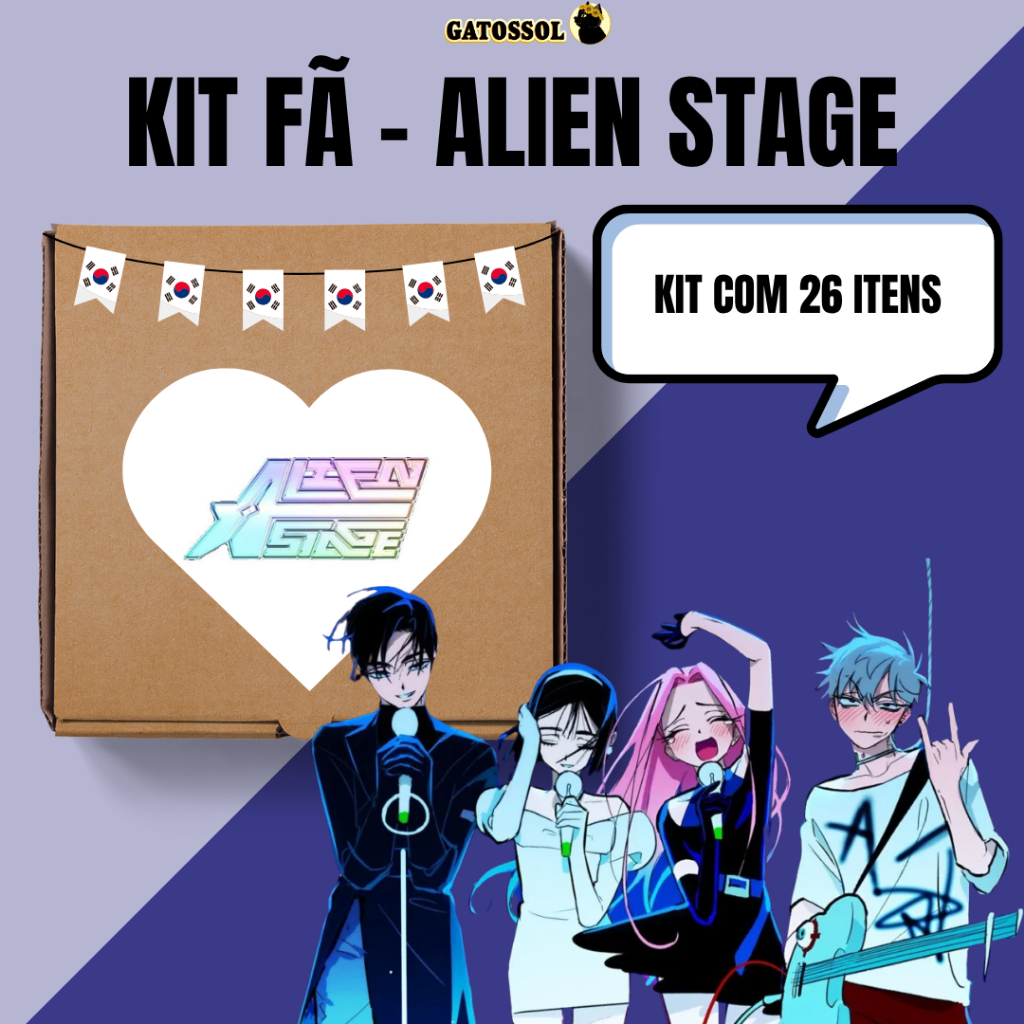 Kit Fã Alien Stage - 26 itens - Bottons, Broche, Chaveiro, Ímã, Mini fotos, Boton - Anime Geek Nerd Otaku Mangá