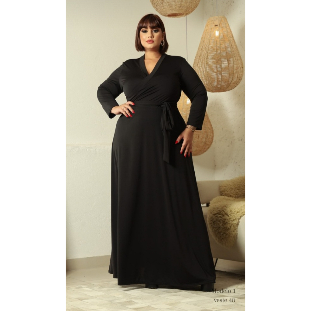 Vestido Plus Size Madrinha Debutante Midi Florido Godê Manga Longa Comprido Longo