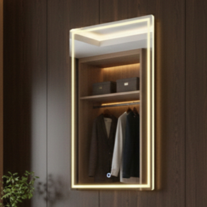 Espelho Retangular Jateado com LED 3 Cores Touch Várias Medidas Luxo Decorativo