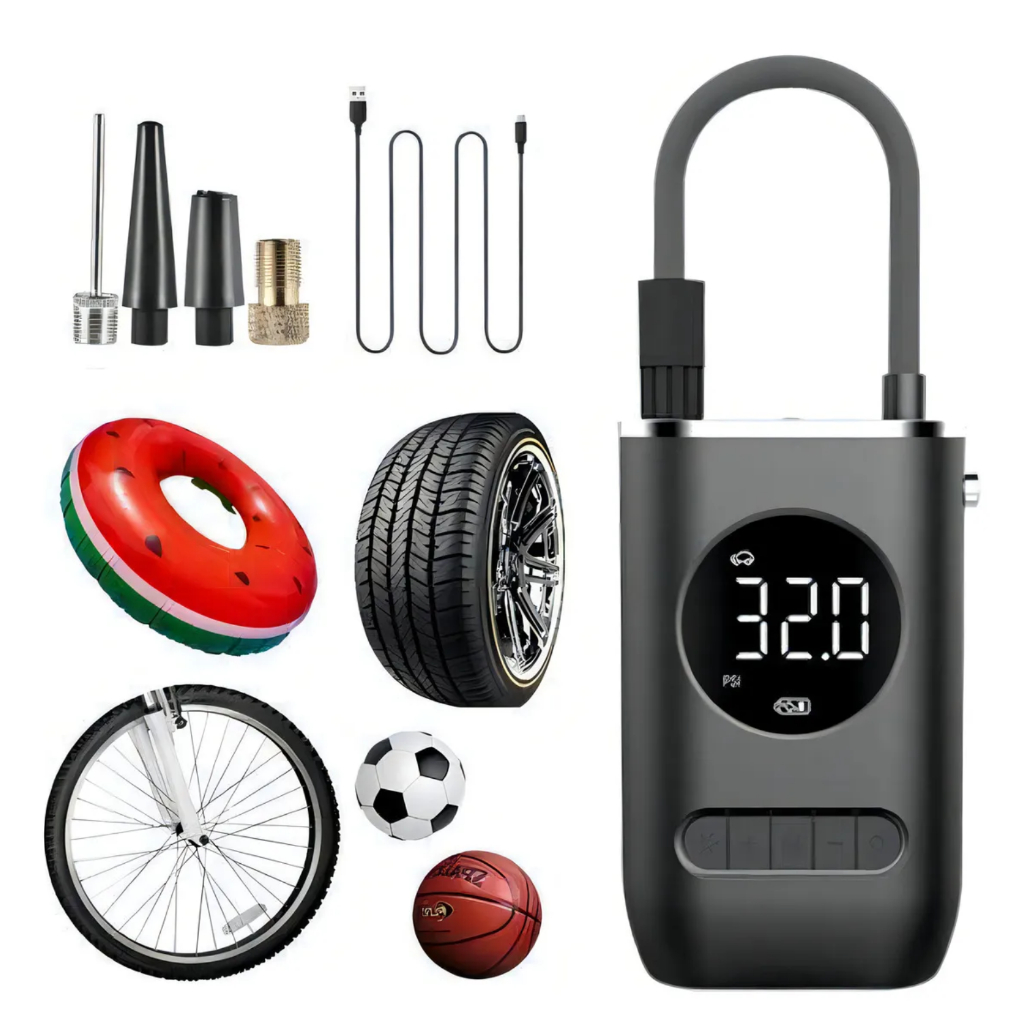Mini Compressor De Ar Inflador Portátil Carro Moto Bicicleta Bomba Pneu Digital Sem Fio 150PSI 50W