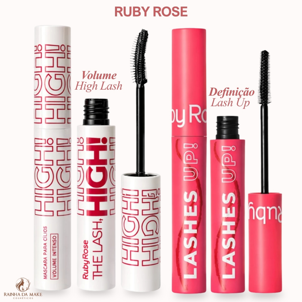 Máscara Cílios Longos Ruby Rose Volume High Lash Ou Alongamento Lash Up Marcantes  Beleza