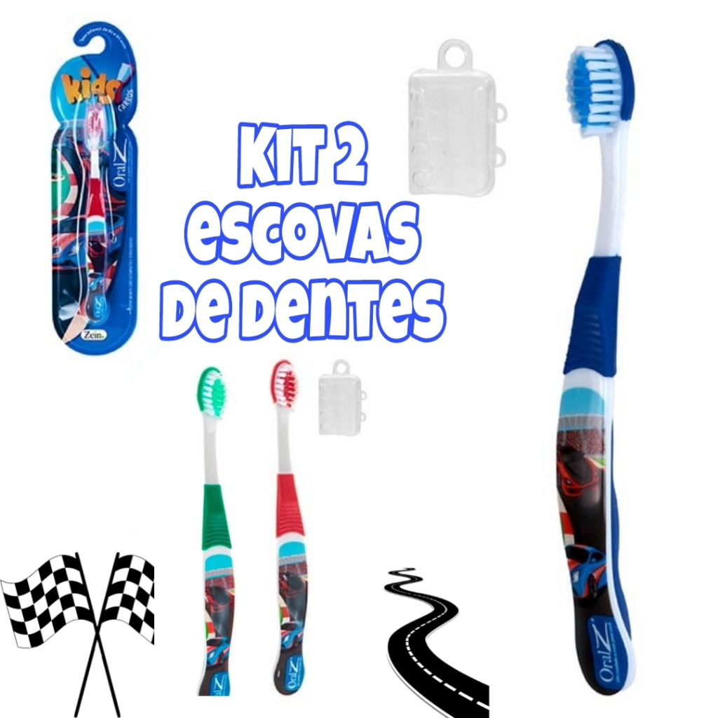 Kit 2 Escovas De Dentes Macias Infantil Carros Menino