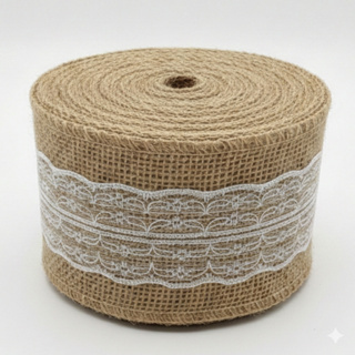 Fita De Juta Com Renda Natural * 8cm * 6cm * 4,5cm /9,5mts Para Artesanato Decoração em Oferta na Shopee