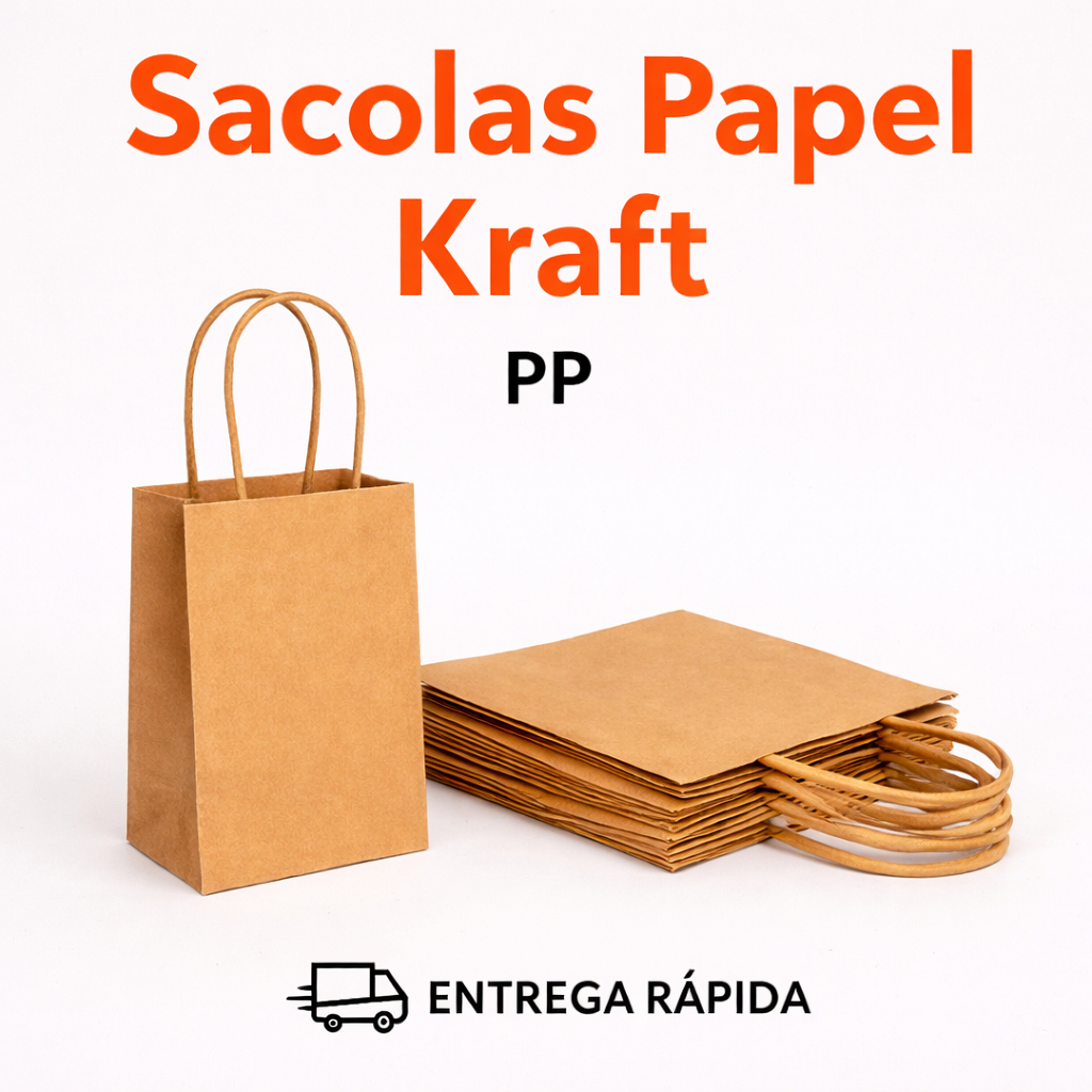 Sacola de Papel Kraft PP 10un | Alça Torcida Pequena para Presente Lembrancinha Loja Delivery Embalagem Sustentável