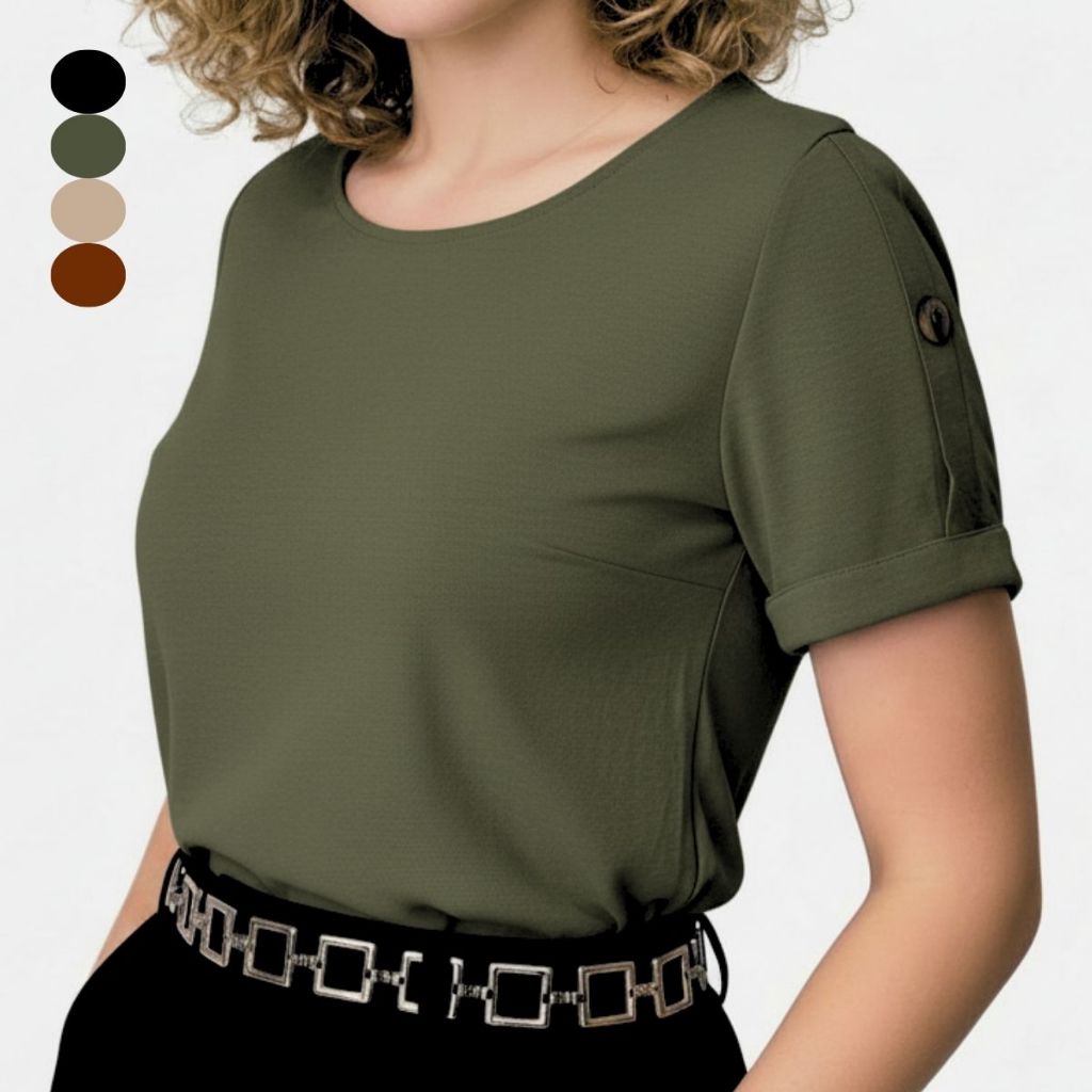 Blusa Feminina Manga Curta Duna Estilosa Social Moda Evangelica Elegante em Oferta na Shopee