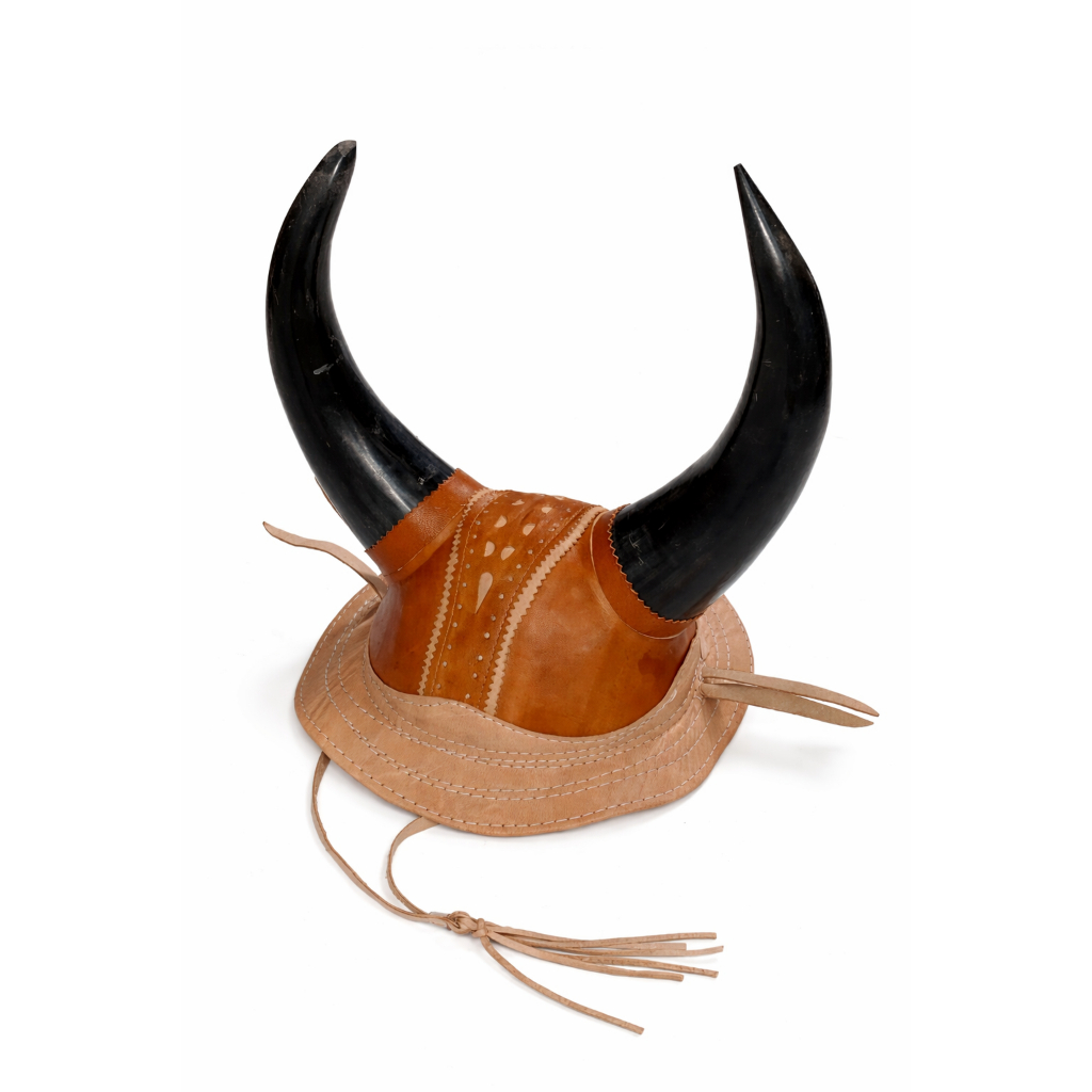 Chapéu de Couro com Chifre Natural de Boi Artesanal Rodeio festa corno Resistente chifrudo