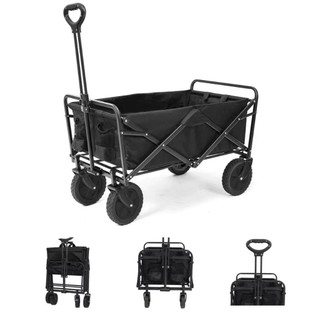 Carrinho De Praia Camping Mercado Dobrável Impermeável 120kg Preto