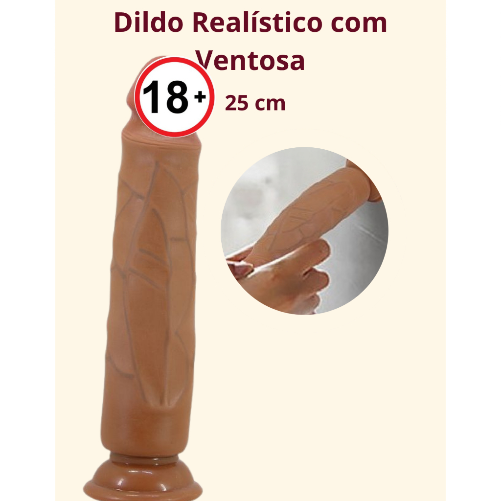 Prótese Realístico Pênis com Ventosa 25cm comp x 4.2 diâmetro Consolo Pinto Grosso Baile