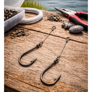 Kit Anzol de Pesca Chinu 50 pcs Encastoado 2 cm Haste Curta Castor Pesqueiro Pacu Tamba Chicote Piau