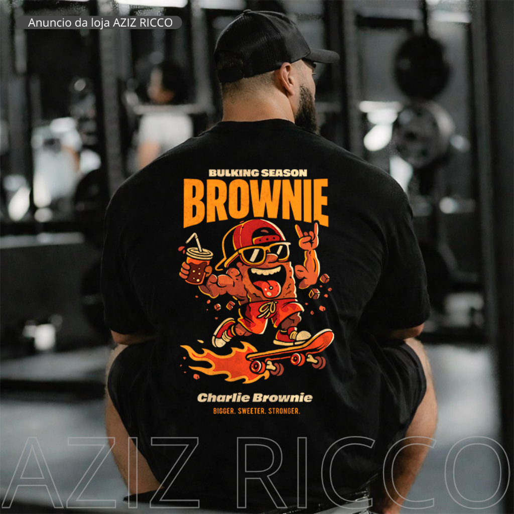 Camiseta Oversized Academia Charlie Brownie Streetwear T-shirt 100% Algodão Premium unisexx Registrado